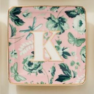 Anthropologie Floral Monogram Trinket Dish